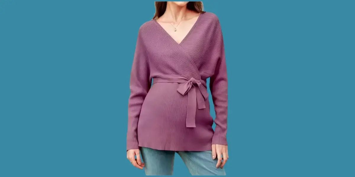 Eleganță și confort în așteptarea bebelușului: Puloverul violet Ouges